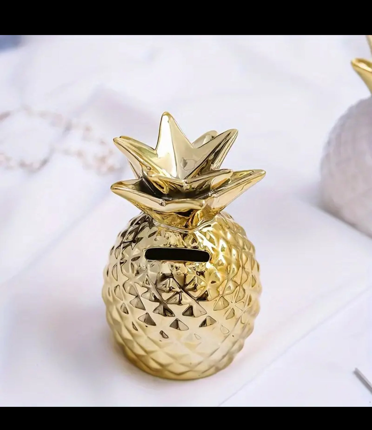 Golden Pineapple Ceramic Savings Bank Home, Desktop Decor