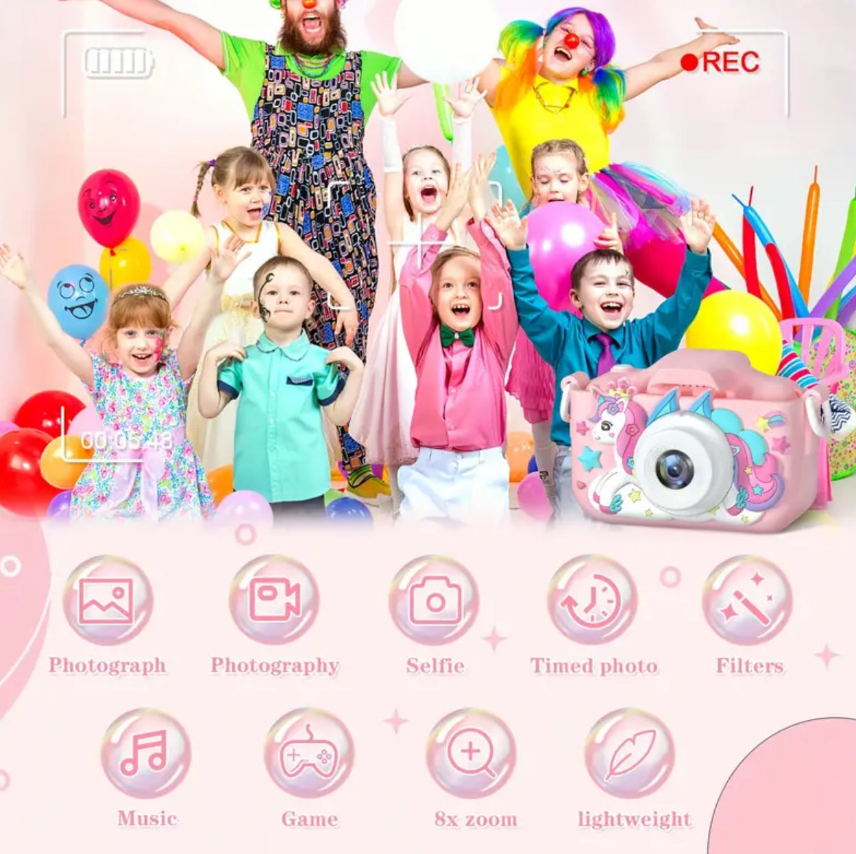 1pc, Unicorn HD Camera, Suitable For 3-12 Years, 32GB Card