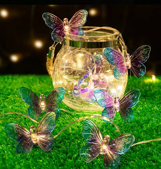 Cadena de luces de mariposa para interiores, luces de hadas que funcionan con pilas