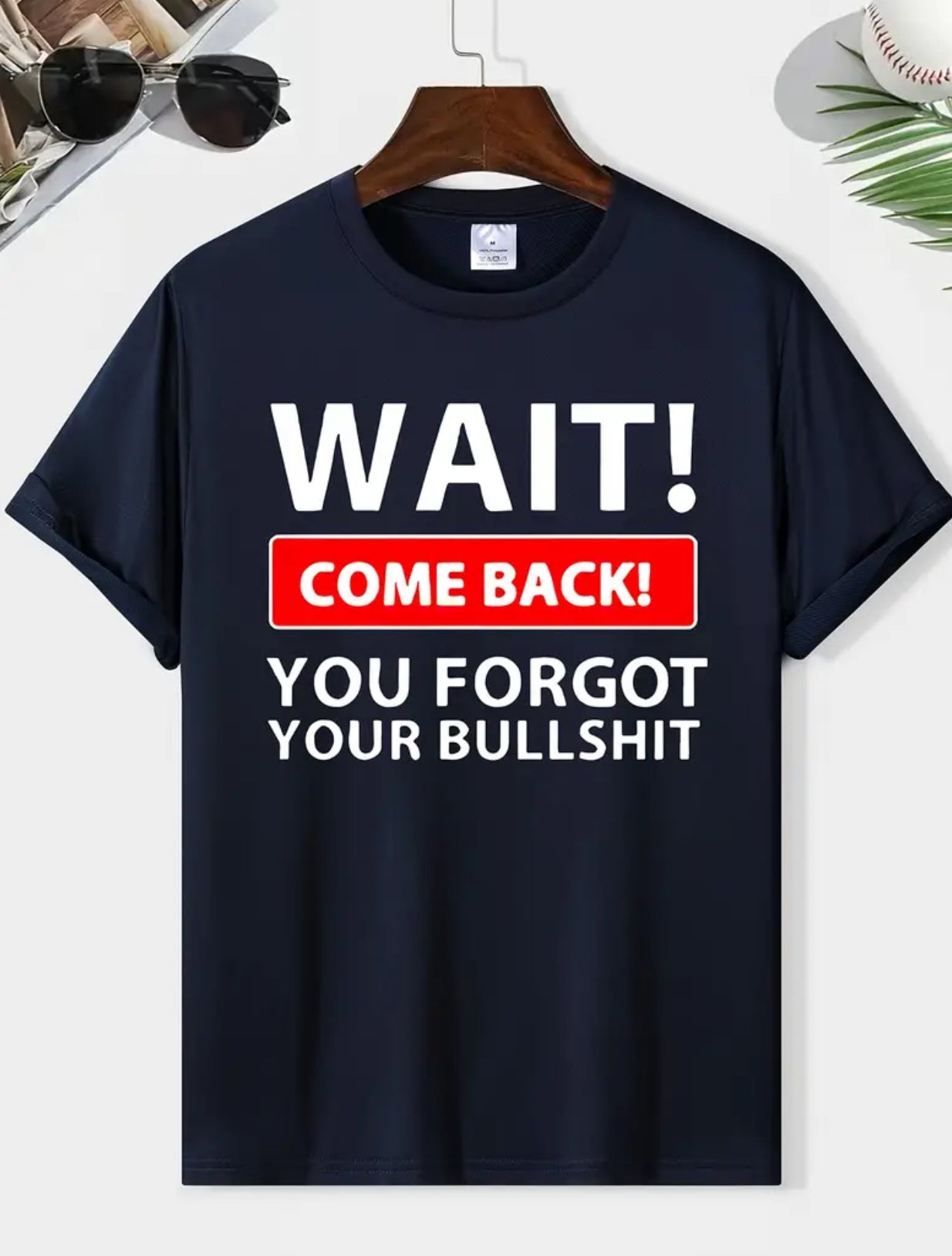 Camiseta de hombre “WAIT”, cuello redondo, manga corta, informal y cómoda