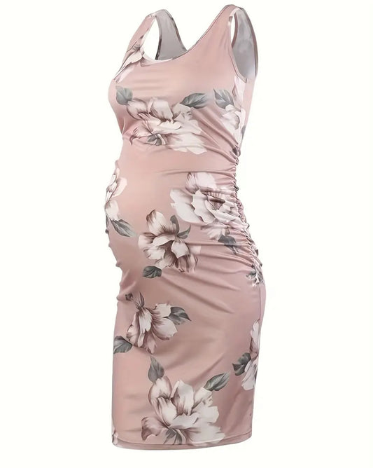 Flowers in Bloom Maternity Elegant Sleeveless Dress