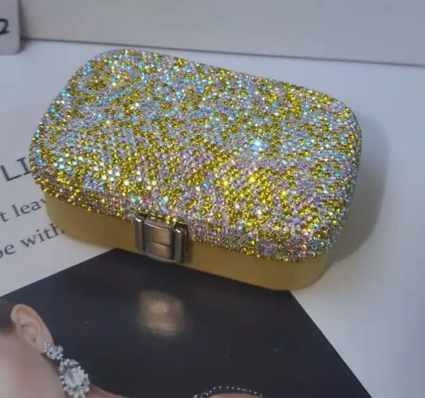 Luxury Rhinestones Jewelry Box, Portable