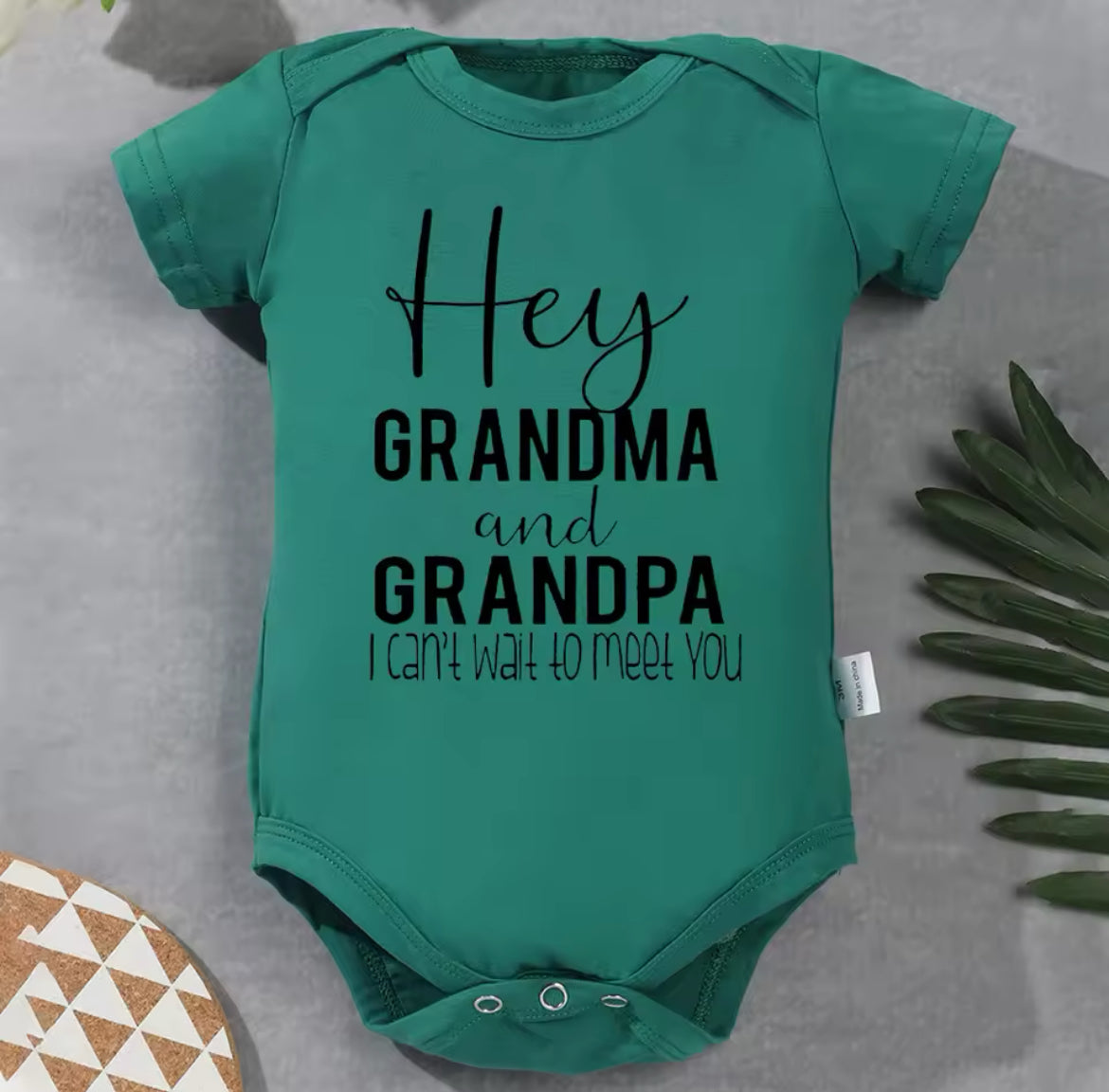 “Hey Grandma and Grandpa I Can't Wait To Meet You” Infant Onesie, 100% Cotton