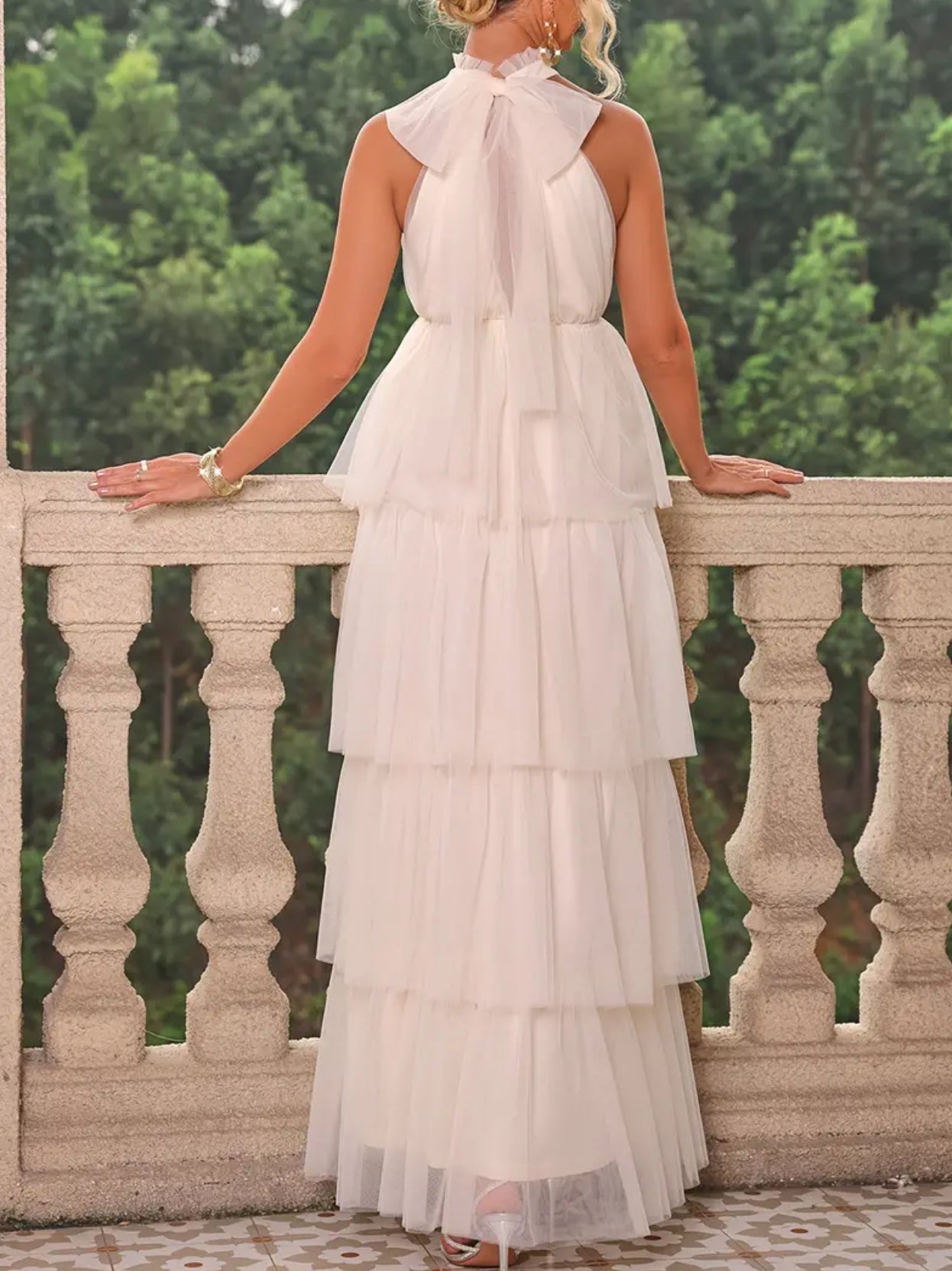 Elegant Halter Neck Maternity Maxi Dress - Tiered Tulle Design Modish Kids Boutique Elegant Halter Neck Maternity Maxi Dress - Tiered Tulle Design Modish Kids Boutique