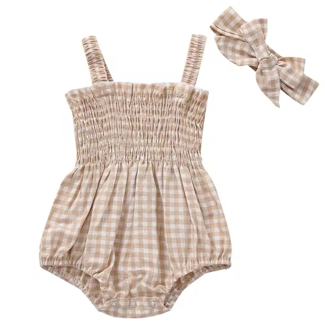 Baby Girl Ruched One-Piece with Headband