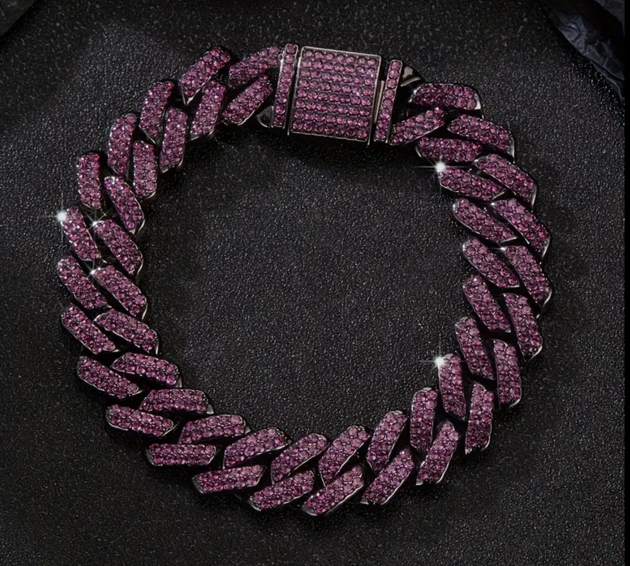 1 pieza, collar o pulsera de cadena cubana con diamantes de imitación y aceite goteante de colores