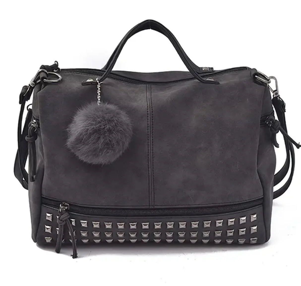 “Edgy Studded Punk” Shoulder Bag, Casual Hobo Satchel Purse