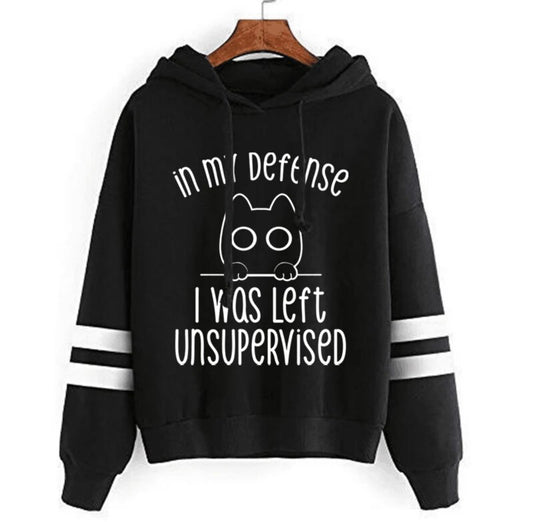 In My Defense I Was Left Unsupervised Cat Sweatshirts, Hoodies Pullover Oversize