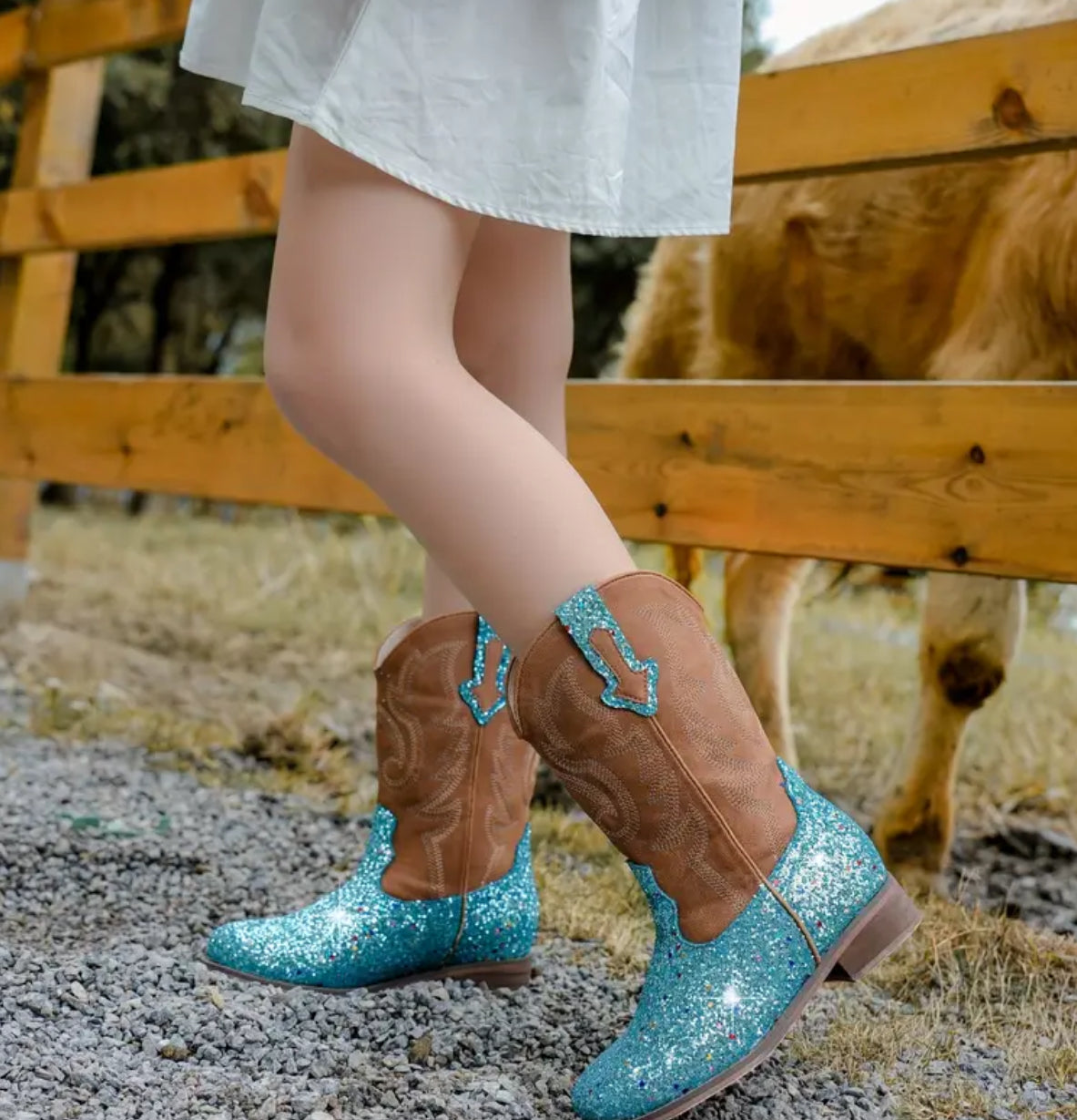 “Shiny Sequin” Girls, Cowgirl Boots