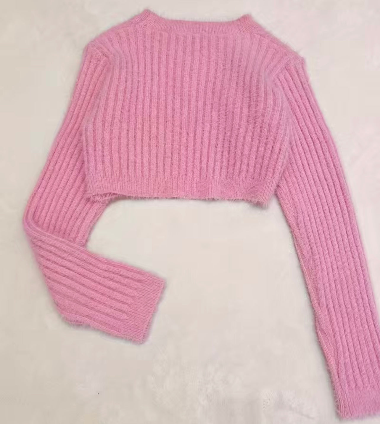 Pink & Pretty Y2K Solid Crew Neck Crop Sweater