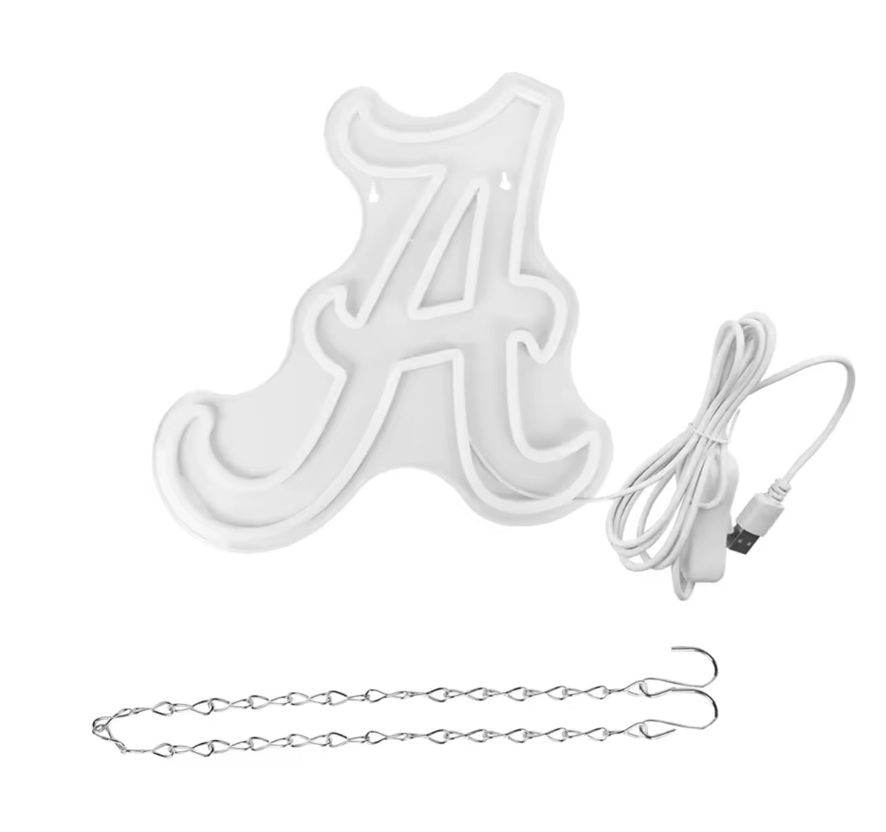 Alabama Neon Sign for Wall Decor Red A, American Football Team Logo