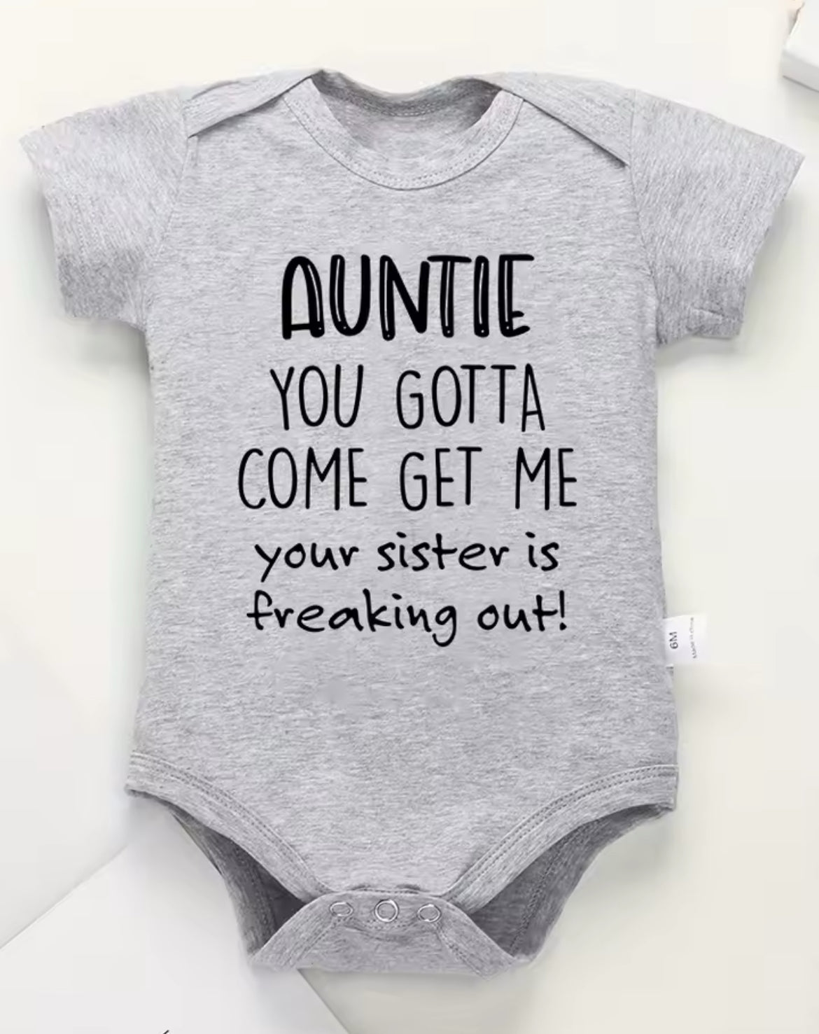 “Auntie, Come Get Me” Baby Onesie