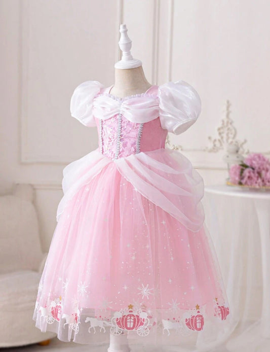 Vestido de princesa de tul con mangas abullonadas y luz LED "My Prince Will Come", perfecto para fiestas de cumpleaños y disfraces