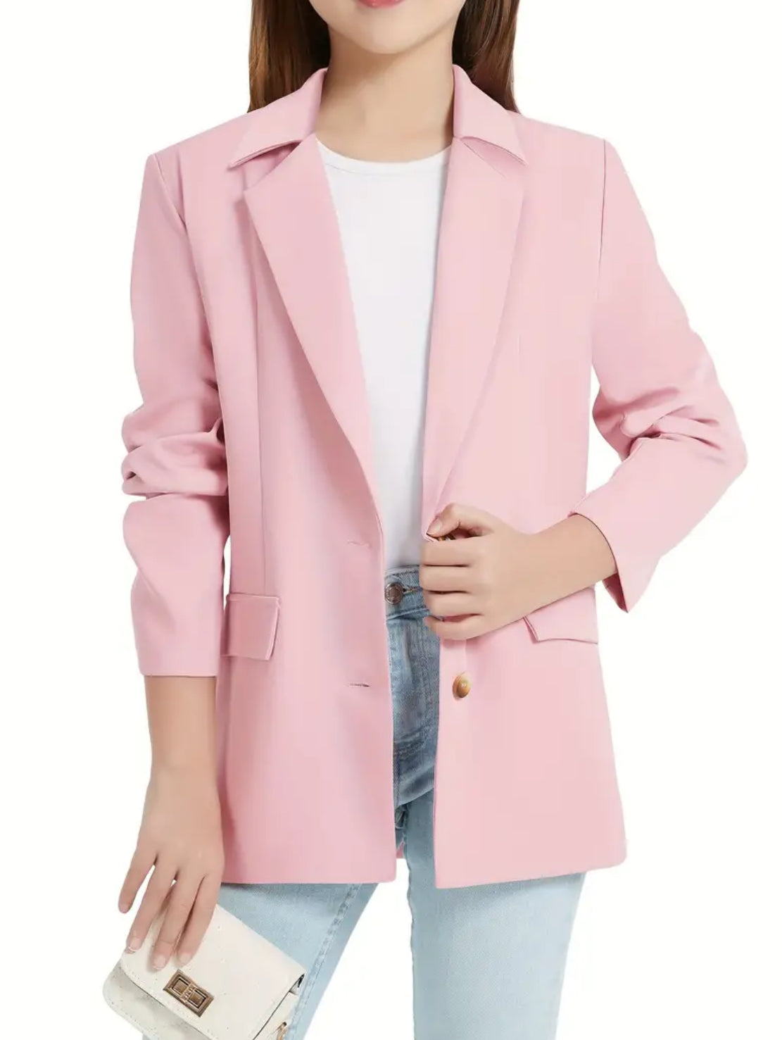 Blazer formal para adolescentes con cuello de solapa y manga larga “Go Chic or Go Home”