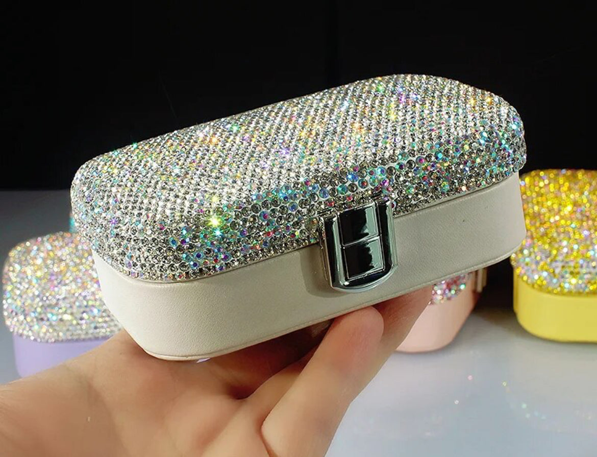 Luxury Rhinestones Jewelry Box, Portable