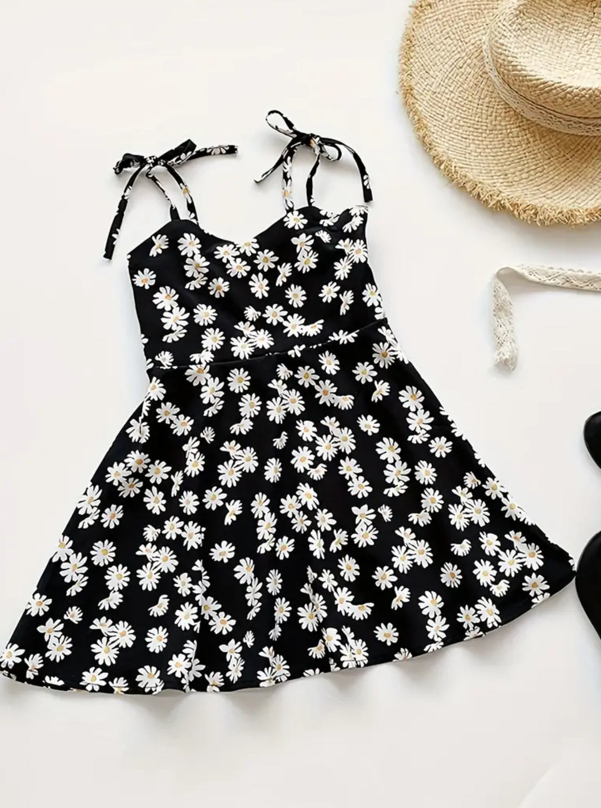 “Cute Floral” Lace-up, Slip Dress 🖤