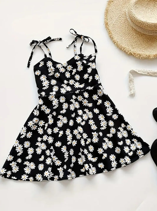 Vestido lencero con encaje y estampado floral bonito 🖤