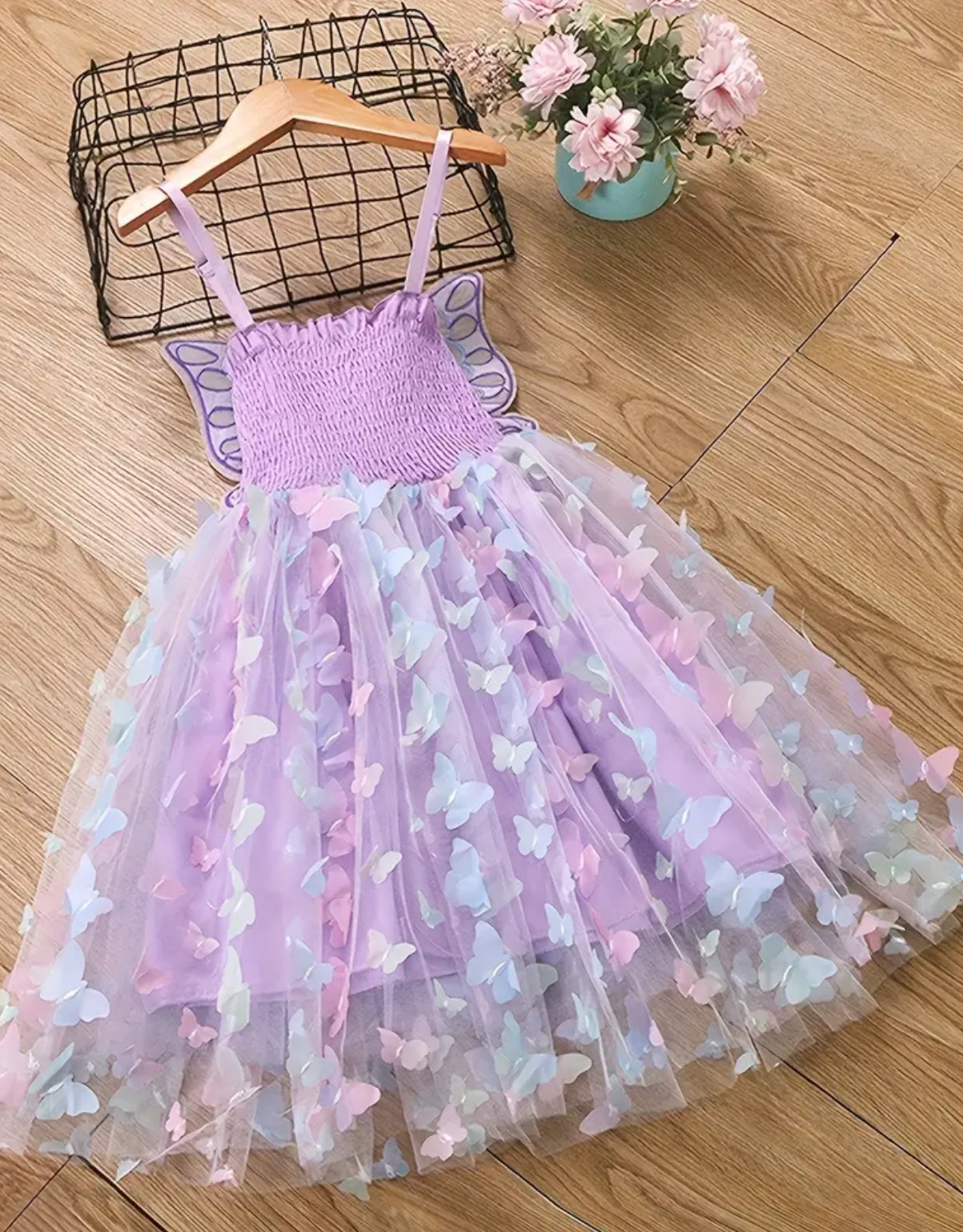 Girl's Luminous Butterfly Puffy Dress with Colorful Lights