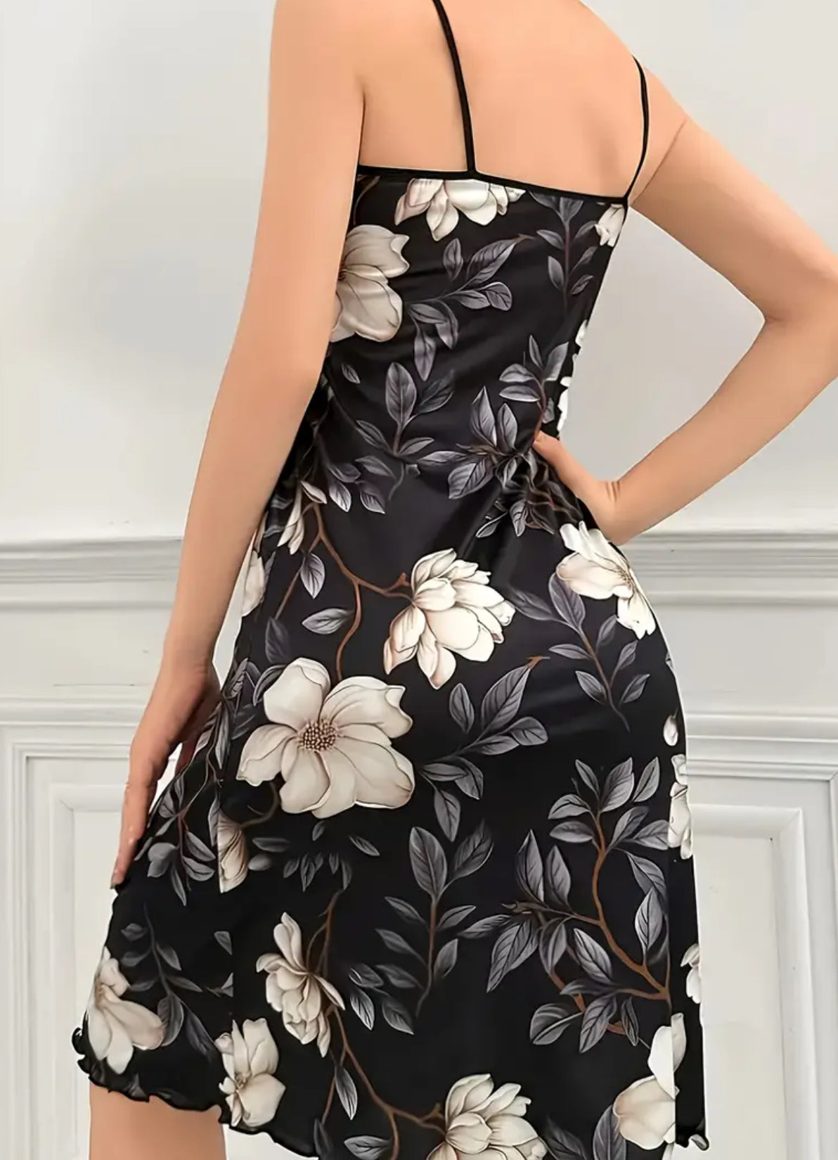 Vestido de dormir sexy para mujer, talla grande, estampado floral