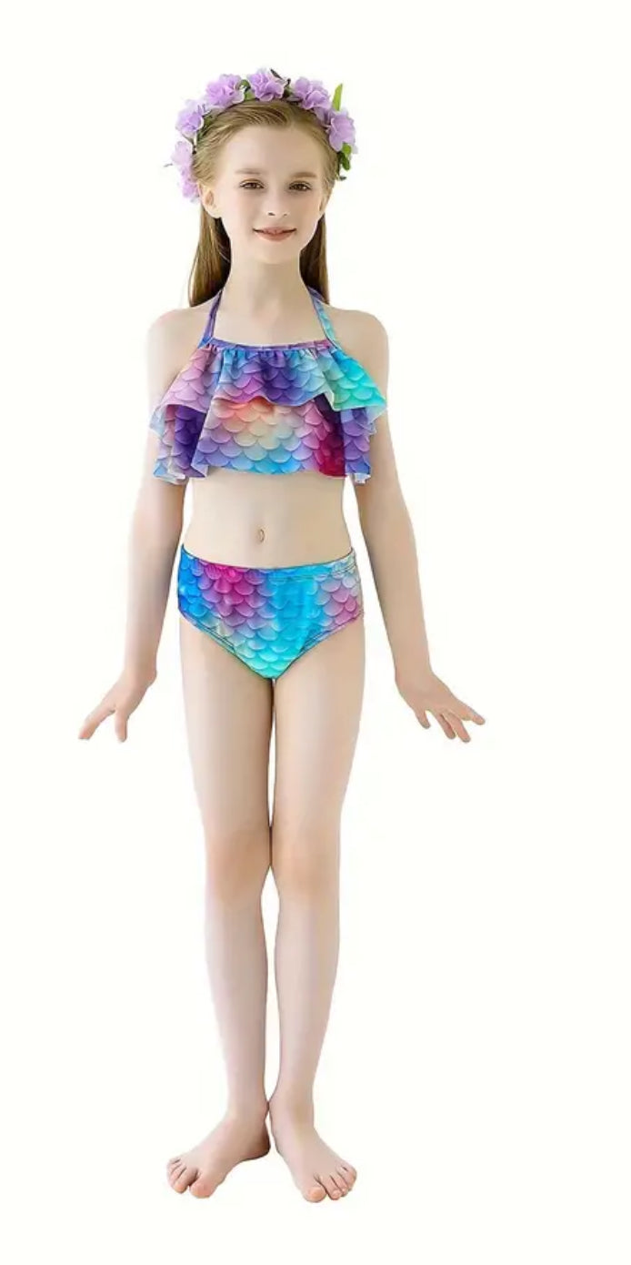 Girls “Mermaid” 4pcs Swimsuit (+Monofin)