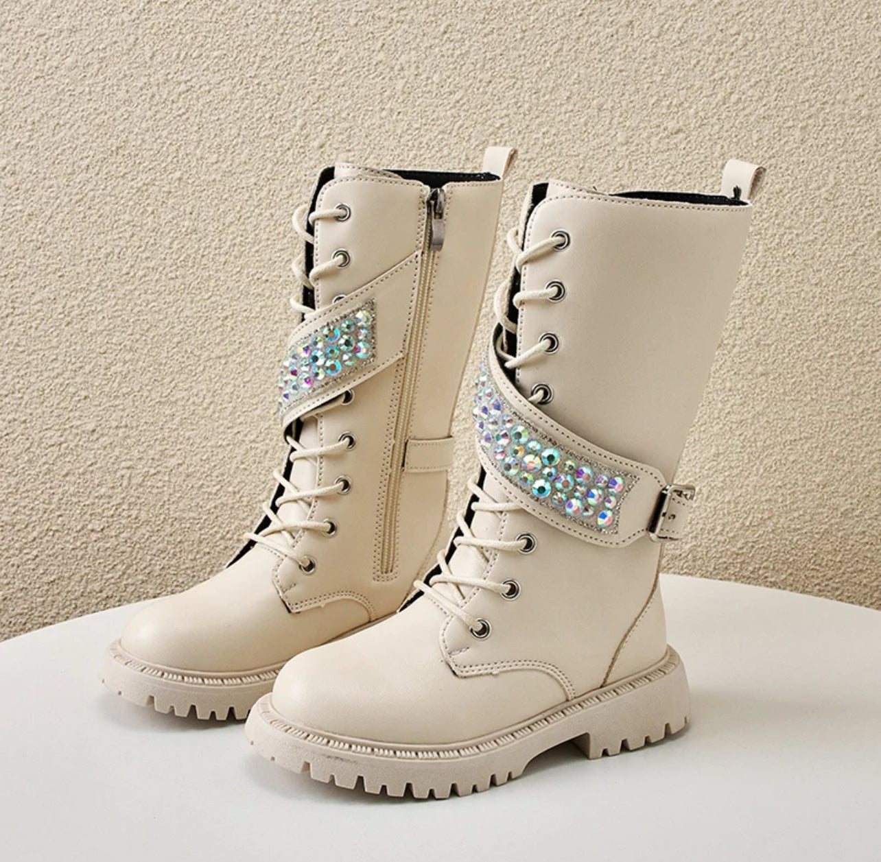 Sequined Korean Style Side Zipper, High Boots