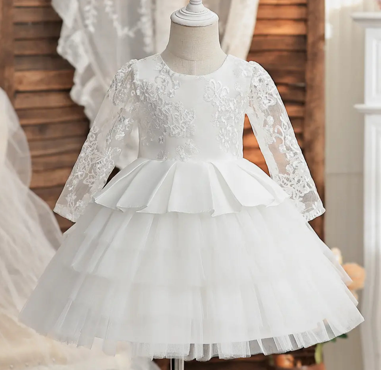 Delicate Lace and Bows Princess Dress & Hair Bow