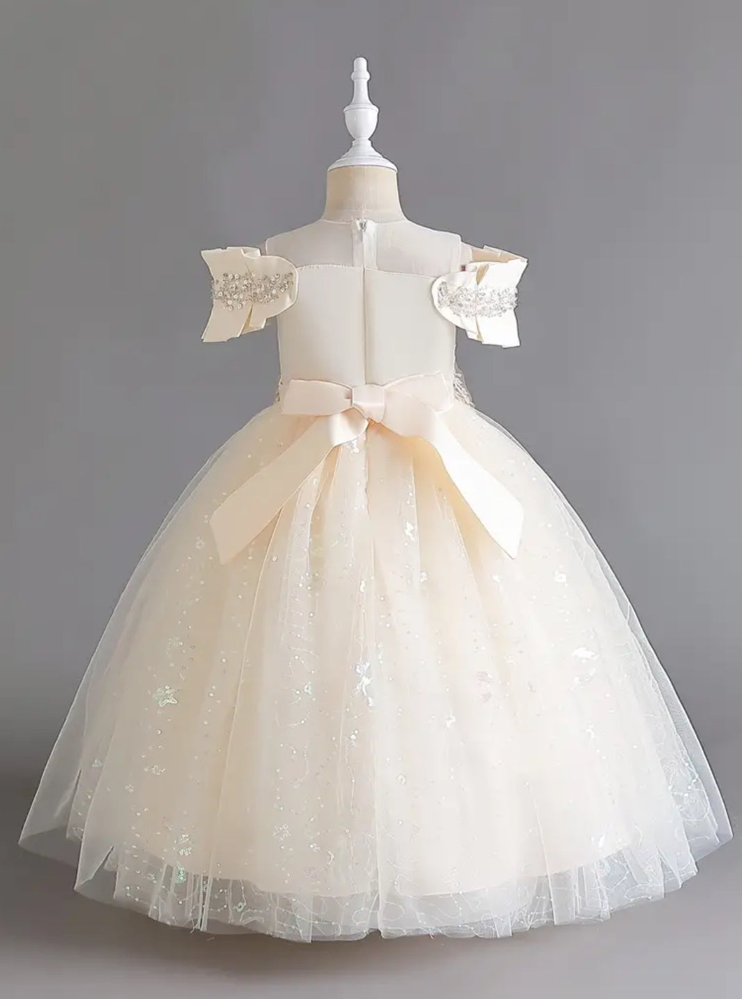 “Kirsten” Elegant Off Shoulder, Sequin Mesh Tutu Dress