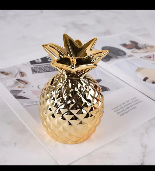Golden Pineapple Ceramic Savings Bank Home, Desktop Decor