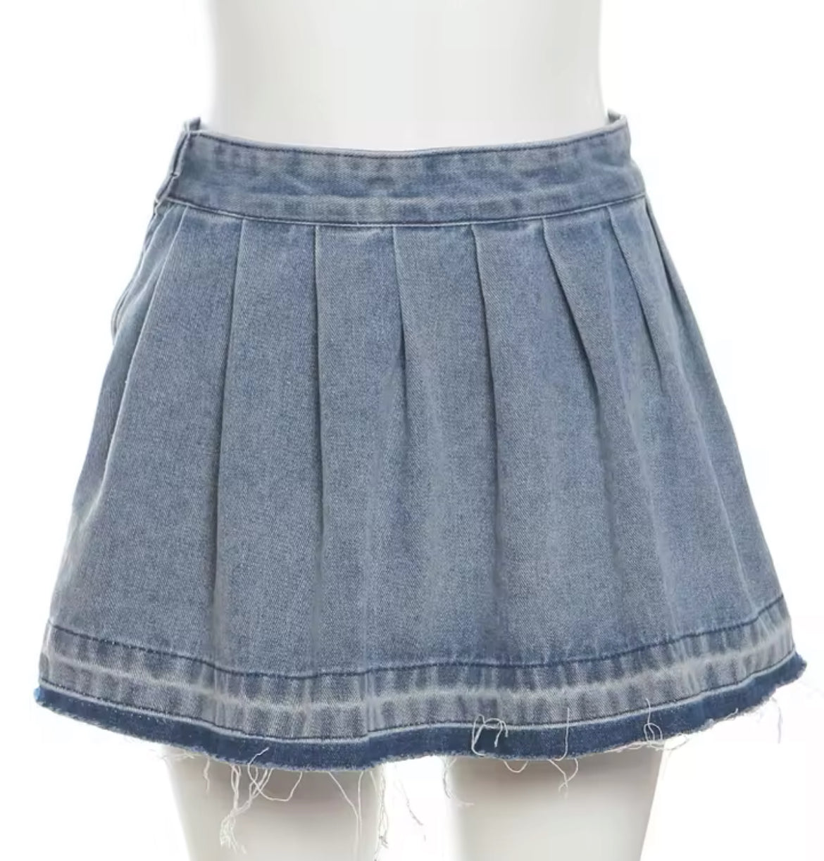 “Denim Y2K” Pleated Denim, Fashion Streetwear, Hipster A-Line Skirt Bottoms