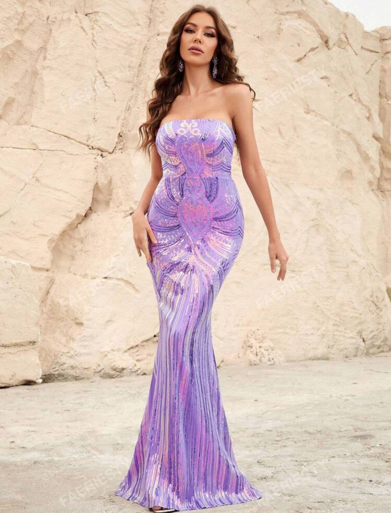 Fustan “Mermaids” pa shpinë, Glamour Sequin