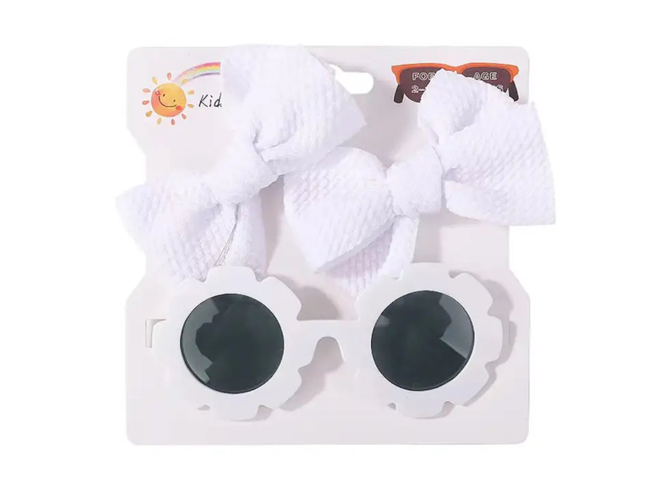 Conjunto de gafas de sol y lazo para el pelo para niña, protección ocular contra los rayos UV