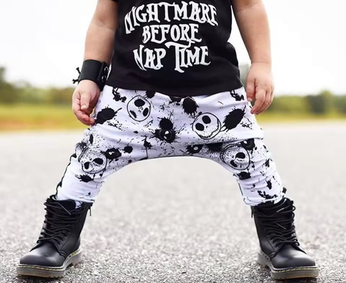 💀🎃 Halloween, Skull Top T-Shirt + Pants 2PCS Baby Boy