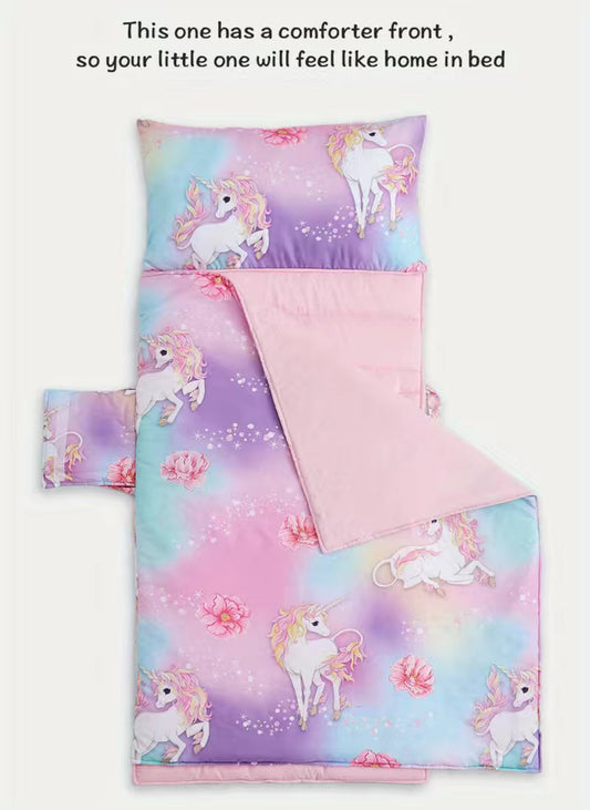 Unicorn Dreams Sleeping Mat with Removable Pillow - Perfect for Preschool Daycare & Travel - Soft Microfiber, 3-6 Years