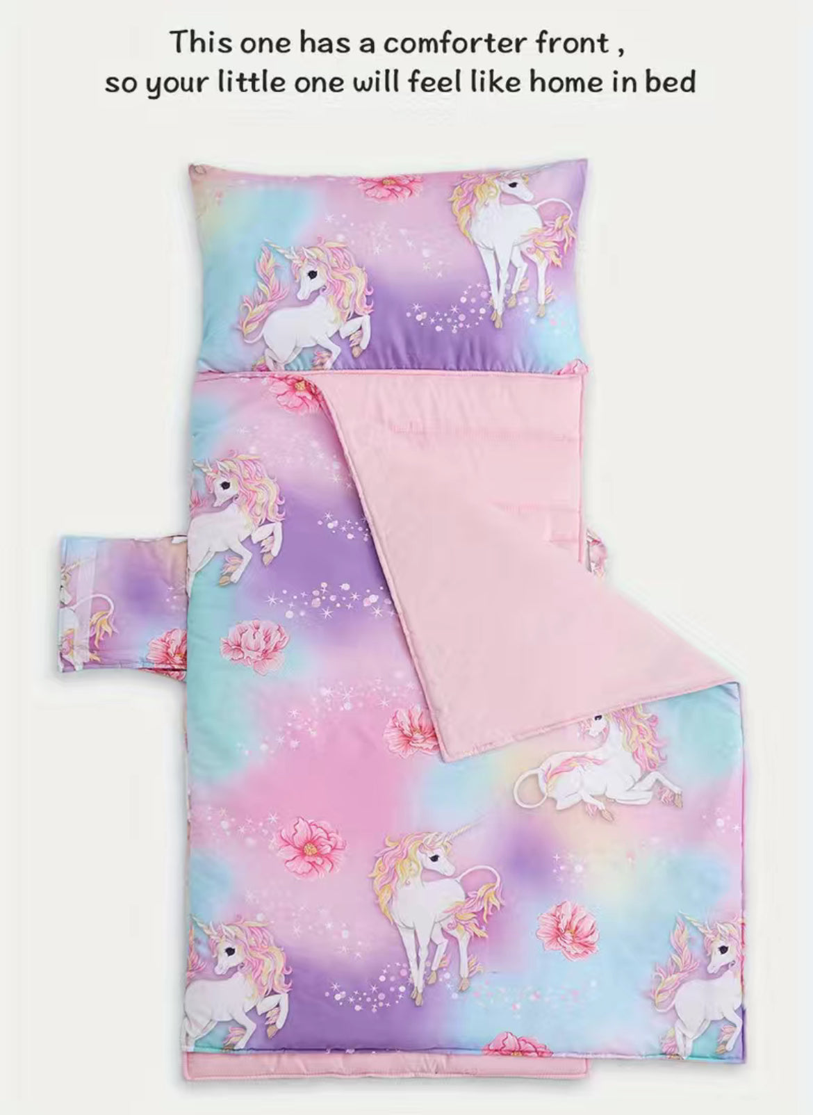 Unicorn Dreams Sleeping Mat with Removable Pillow, Perfect for Preschool Daycare & Travel