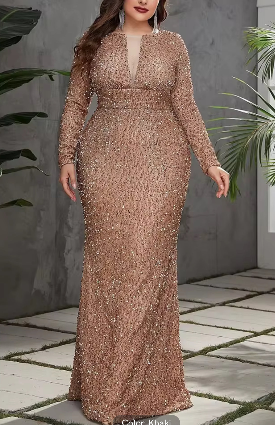 Luxury, Sequins V Neck Long Sleeves, Mermaid Dresses 2024 Collection