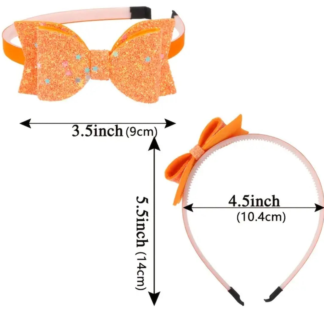 Shimmer Glitter Bow Hairbands 🩷🧡