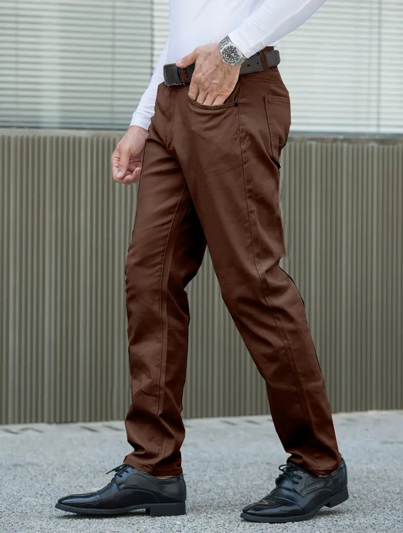 Solid Color Business Casual Straight Pants