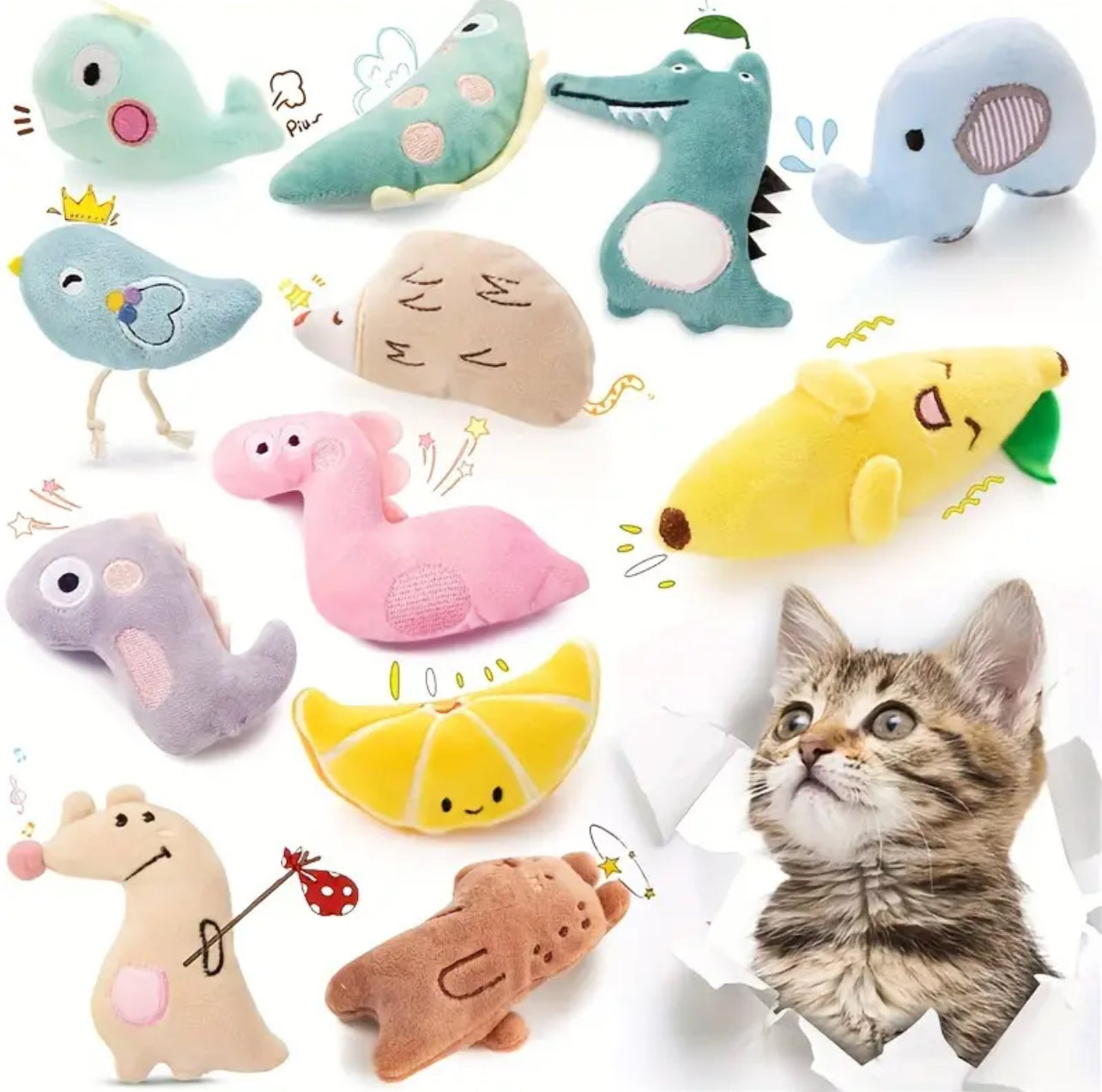 Suministros para mascotas Juguete para gatos Juguete interactivo para gatitos Juguete de peluche para cachorros Juguete de peluche con forma de animal Juguete para burlarse de los gatos