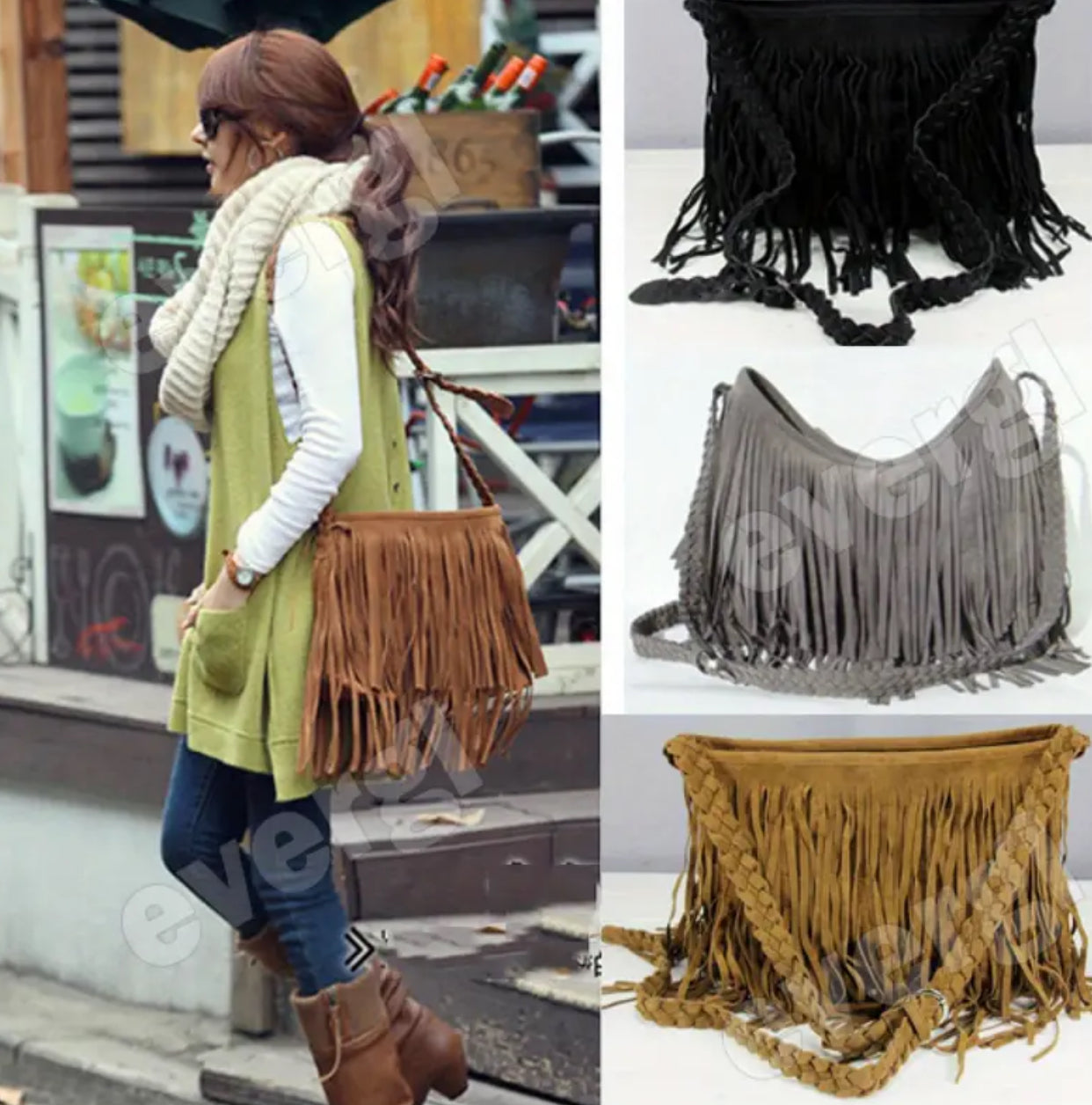 “Tassel Suede” Shoulder Bag, Beautiful Satchel