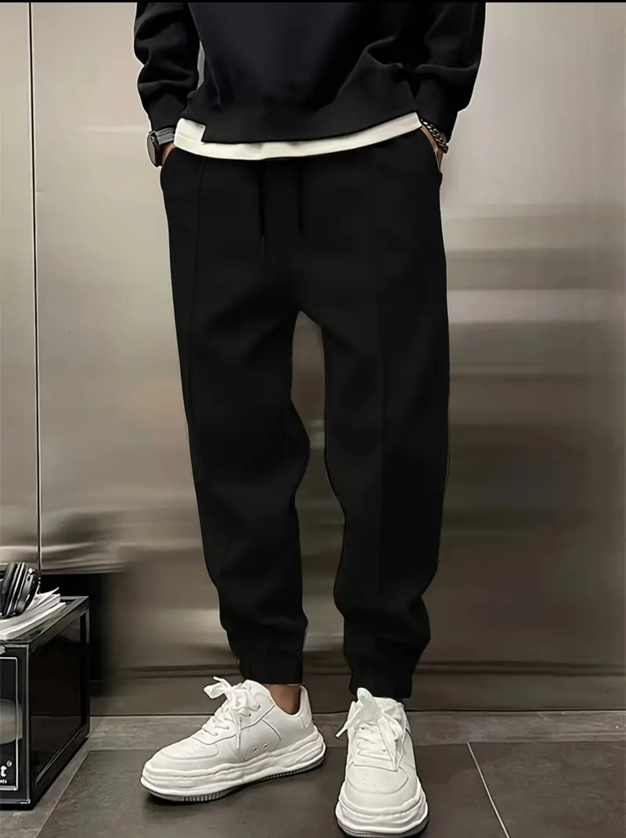 Drawstring Sweatpants Loose Fit Pants, Men's Casual Joggers