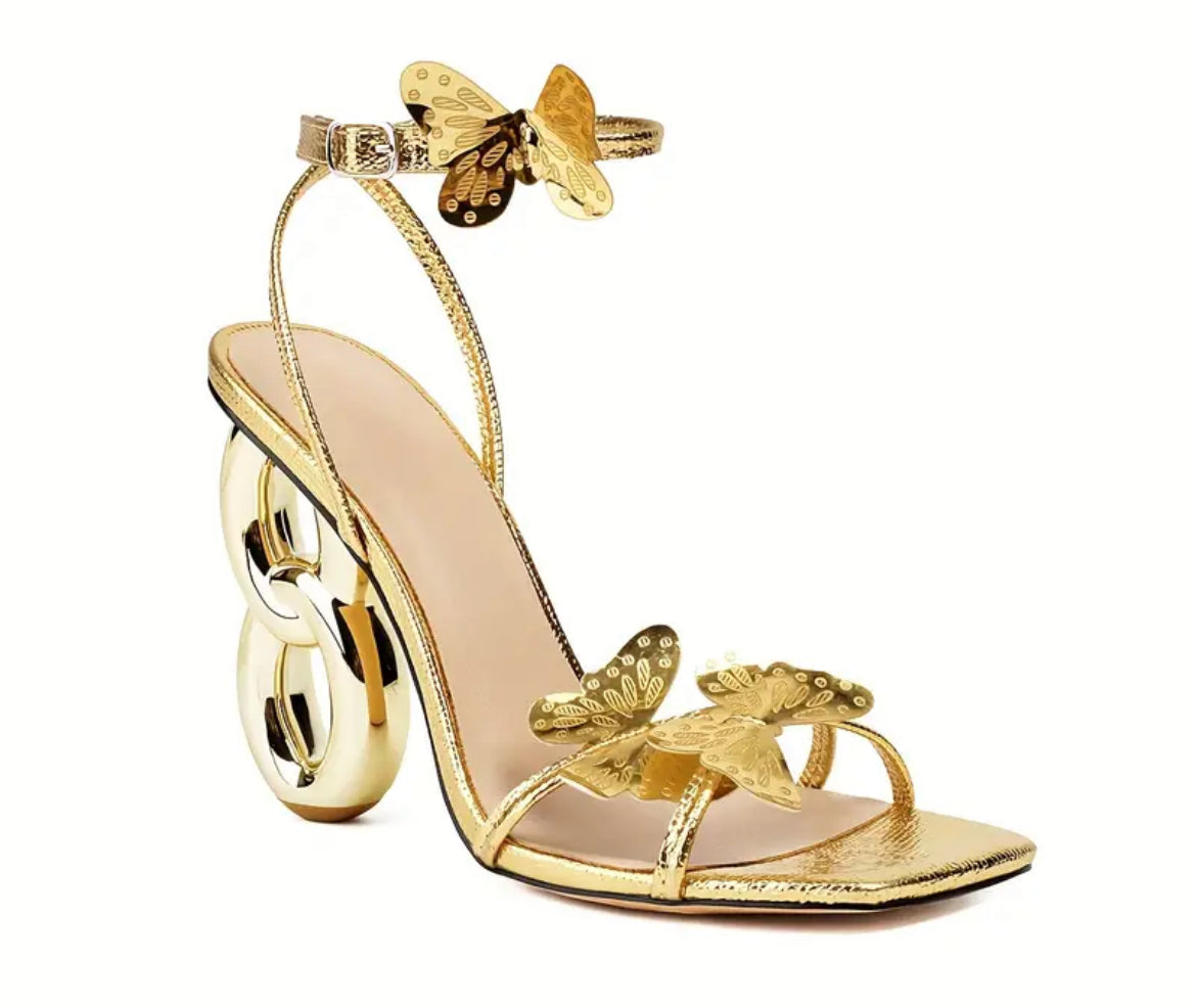 “Golden Butterflies” High Heel Luxury Sandals