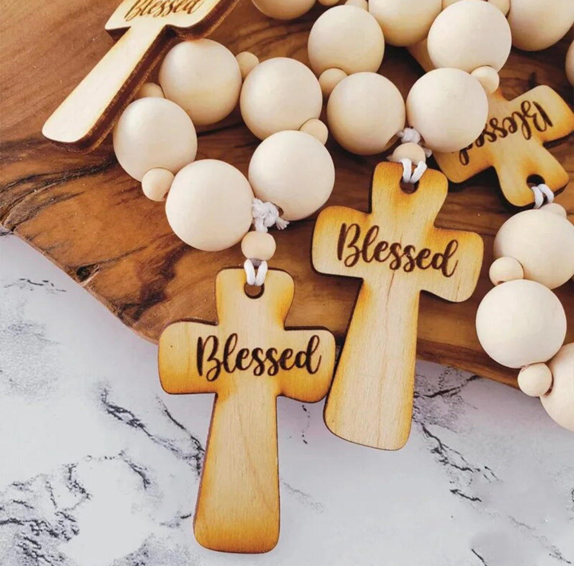 5pcs Wooden Cross Bless Rosary, thank you gift, religious favor