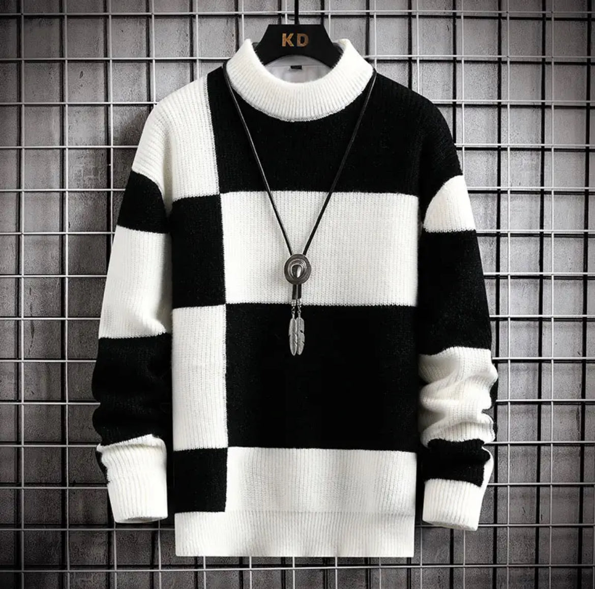 Men Casual Patchwork Color Knitted Pullovers S-3XL
