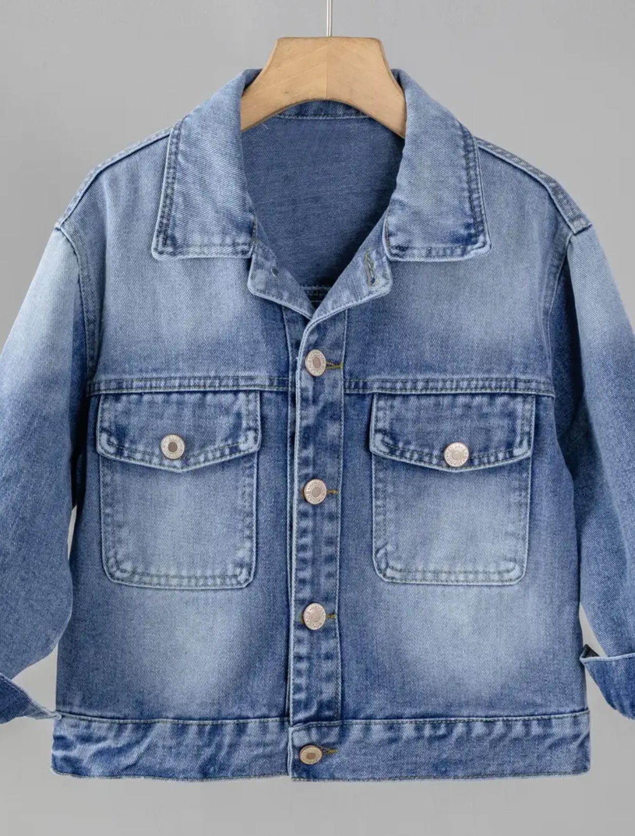 1pc Girls' 🩵 Denim Jacket with Lace Bow Pears & Rhinestones Detail, Casual Style, Button-Up, Collared