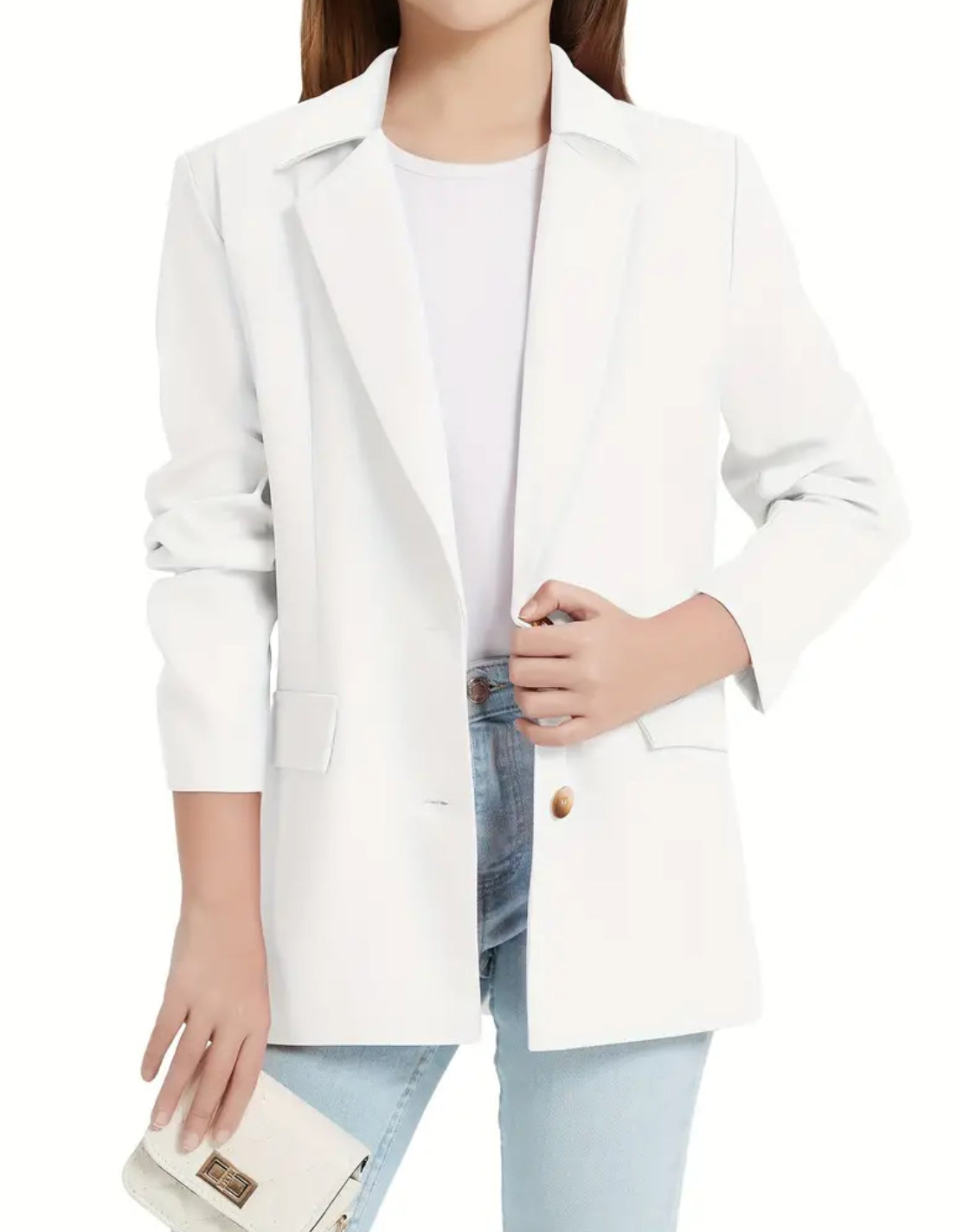 “Go Chic or Go Home” Teens Formal Blazer Long-sleeved Lapel Collar