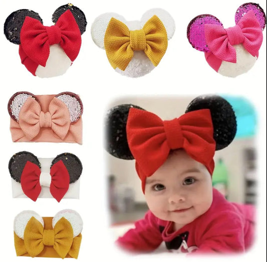 Lazo de lentejuelas de Minnie Mouse, banda para el cabello