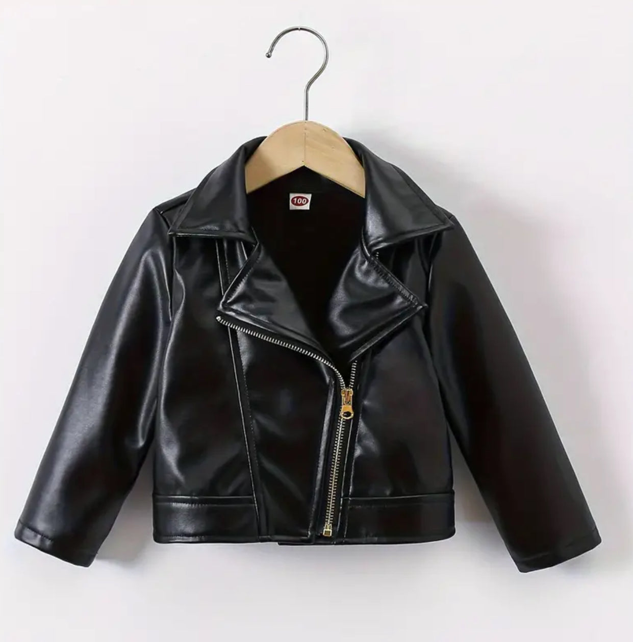 Youth, Solid PU Leather, Lapel Collar Jacket