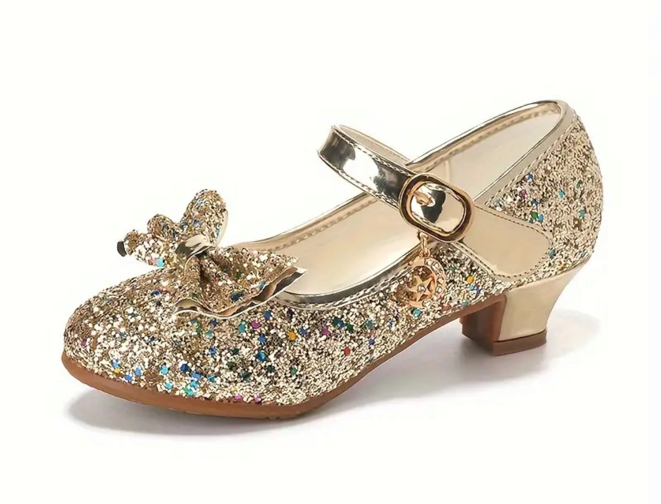 “Mirrors & Bows” Elegant Sequins, Princess High Heels