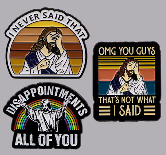 Vintage “I Never Said That” Funny Jesus Enamel Pin Brooch Accessories