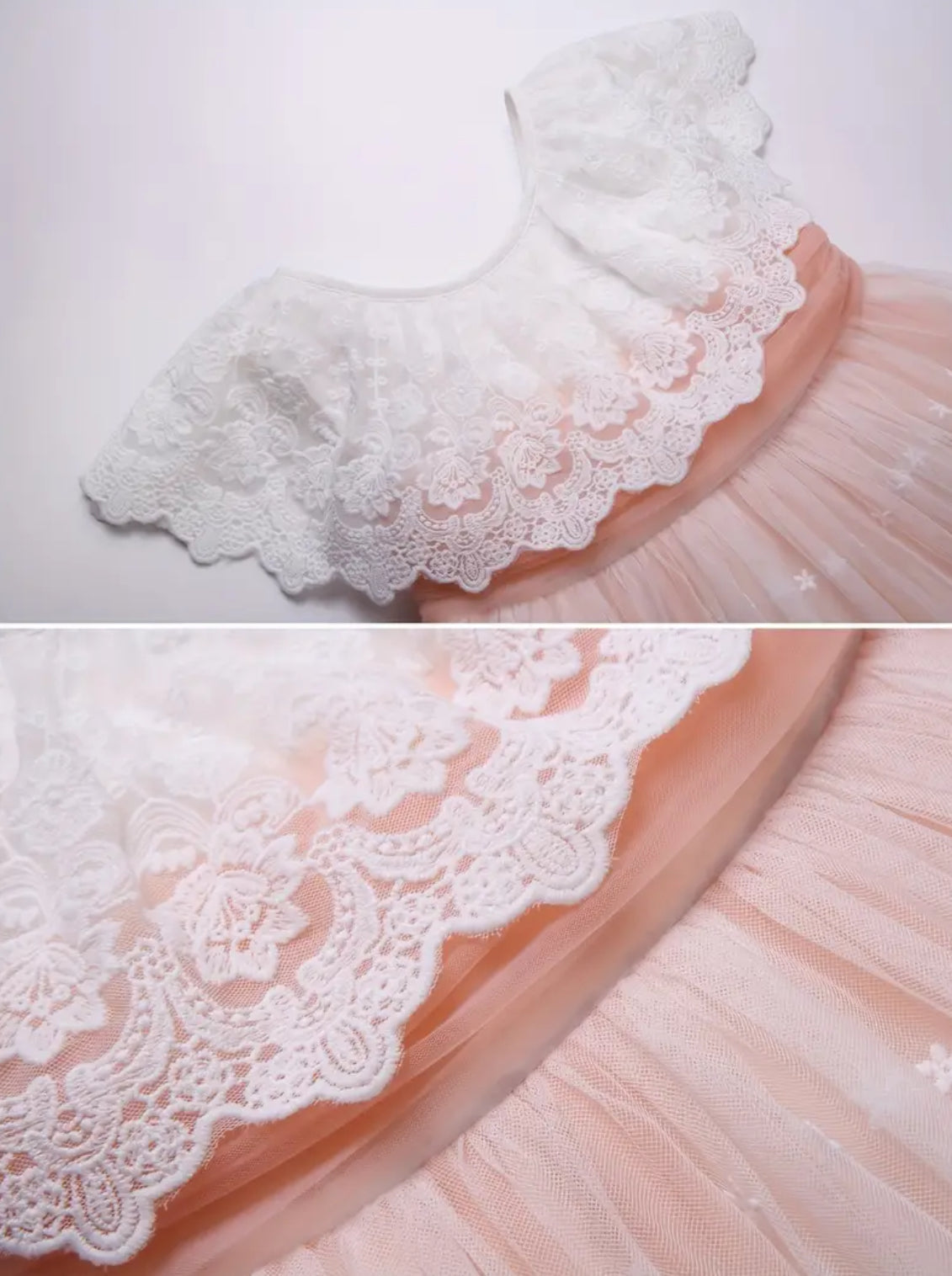 Vajzat “Pink Lace &amp; Ruffles”, Fustan elegant nostalgjik